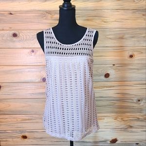 Naif Ladies Cream Sleeveless Crochet Blouse,  Medium